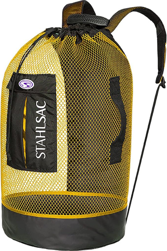 Stahlsac Panama Mesh Backpack: Convienent 103L size, ideal for dive gear, dry pockets, YELLOW