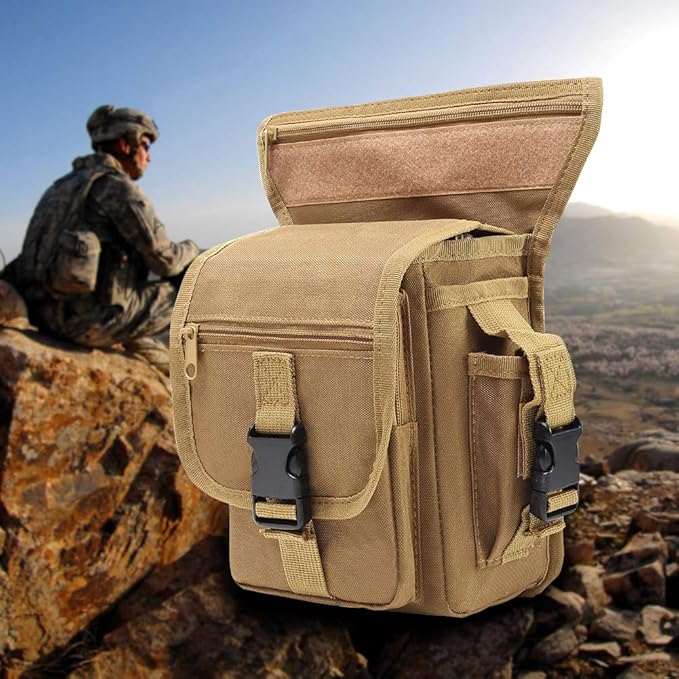 Roaring Fire Multi-Functional Waist Bag, Drop Leg Bag, Waist Pack, Tactical Military Waterproof EDC Fanny Pack for Trekking, Outdoor, Hiking, Motorcycling, Cycling, Traveling, Sling Chest Shoulder Bag