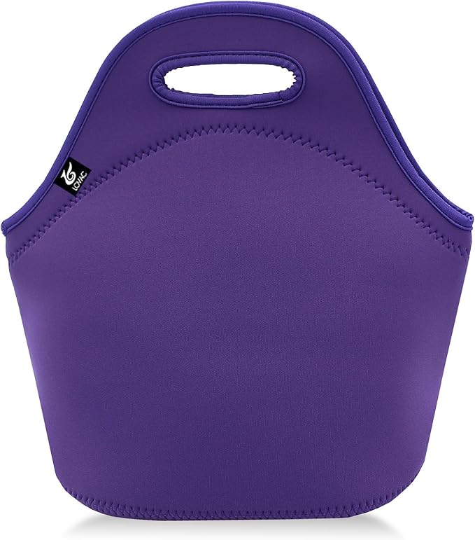 LOVAC Neoprene Lunch Bag, Thick Insulated Lunch Bag - Durable & Waterproof Lunch Tote With Zipper For Outdoor Travel Work(Purple)