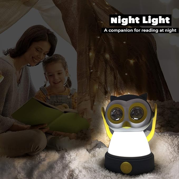 Outdoor Equipment LED Camping Lantern & Headlamp Set for Kids, FANT.LUX Battery Powered Night Light for Emergency, Hurricane, Lightweight Tent Lamp (Owl Set)