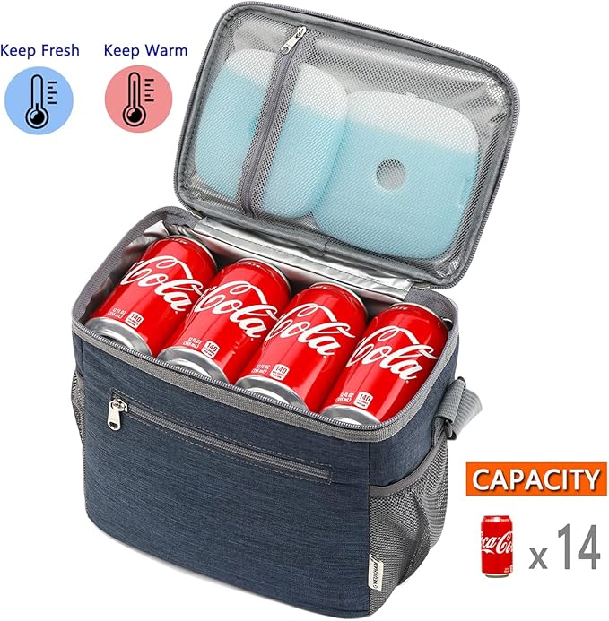 Navy Unisex Meal Holder, Durable & Safe, Long-Term Insulation, Leakproof & Water-Resistant, Large Capacity & Multi Compartments, Wide-Open-Design & Portable