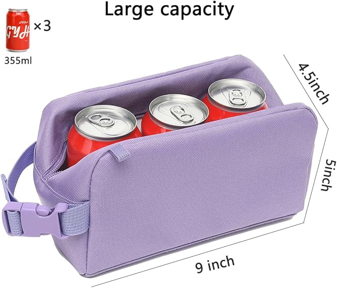 Snack Bags Mini Cooler lunch Bag Freezer Insulated Lunch Box Pouch with Buckle for Adults Work Travel,Purple