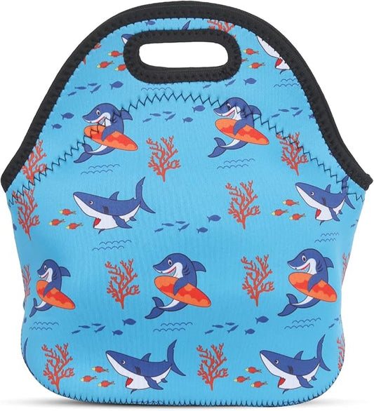 Violet Mist Neoprene Lunch Bag Washable Shark lunch HandBags Tote Reusable Thermal Insulated Lunch Bags Cooler Lighweight lunch bag for Men Work Picnic Thanksgiving Christmas Gifts