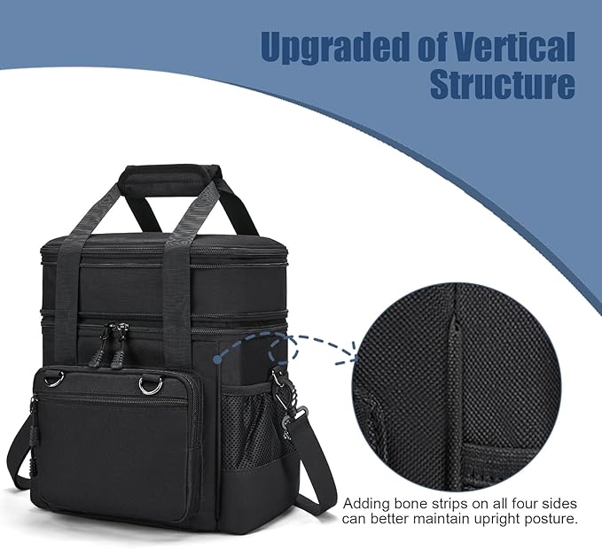 Insulated Lunch Box for Men/Women: Reusable Lunch Bag for Work Office Daytrip Picnic Beach - Leakproof Cooler Tote Bag Organizer for Adults - Black