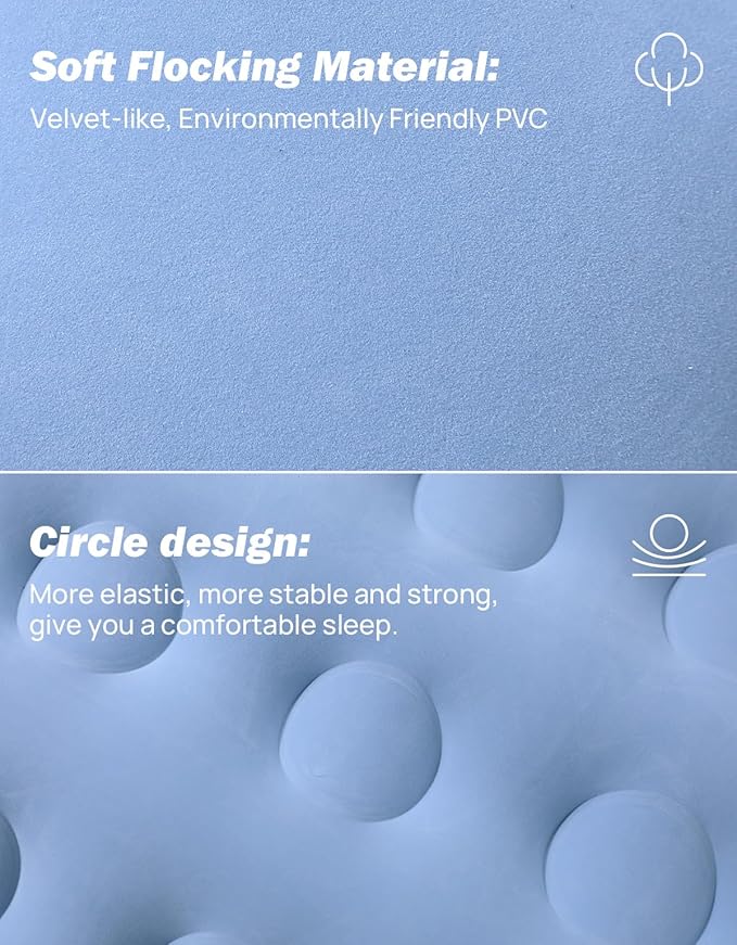 JOYTUTUS Truck Mattress for Camping,Air Bed with Inflatable Pillow for 6.4-6.7Ft,Full-Size Thicken Sleeping Pad with Cup Holder, Blow Up Bed for Car Truck Pickup F150, Grey Blue