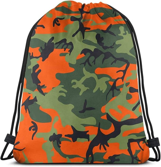 Camo Drawstring Bag Camouflage Map Gym Backpack Sports Backpack Lightweight Waterproof Bags for Men Women Outdoor Gym Sport