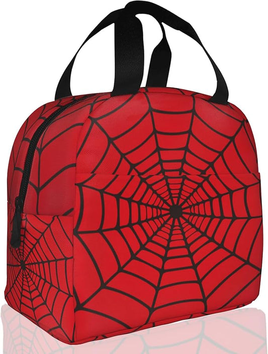 Spider Web Red Insulated Lunch Bag Reusable Lunch Box Women Men,Cooler Thermal Meal Tote for Kids School Student Picnic Office Work