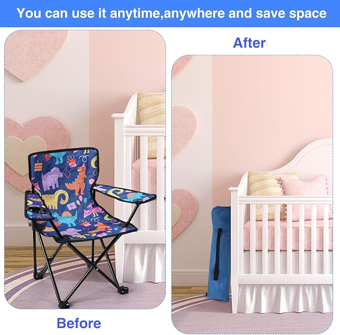 KABOER Kids Outdoor Folding Lawn and Camping Chair with Cup Holder and Carrying Bag, Children's Camping Chairs