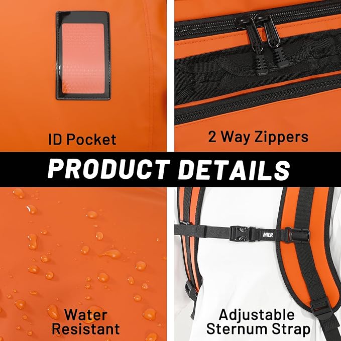 MIER Large Duffle Backpack Sports Gym Bag with Shoe Compartment, Heavy Duty and Water Resistant, Orange, 90L