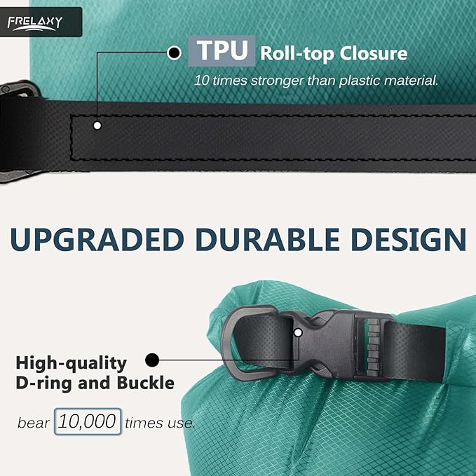 Frelaxy Waterproof Dry Bag 2 Pack/3 Pack, Lightweight Portable Dry Bags, 5L & 15L & 25L Durable Dry Sack Set Keep Gear Dry for Hiking, Camping, Boating, Backpacking, Kayaking (3 Pack - Turquoise)