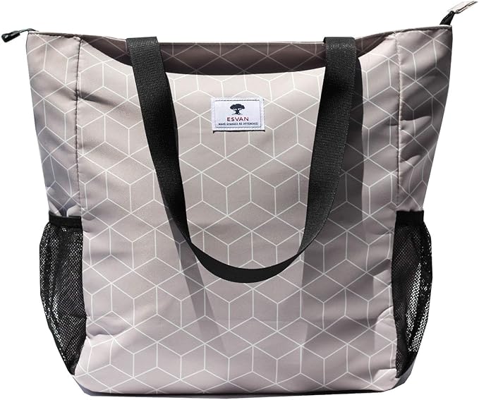 ESVAN Original Floral Water Resistant Large Tote Bag Shoulder Bag for Gym Beach Travel Daily Bags Upgraded