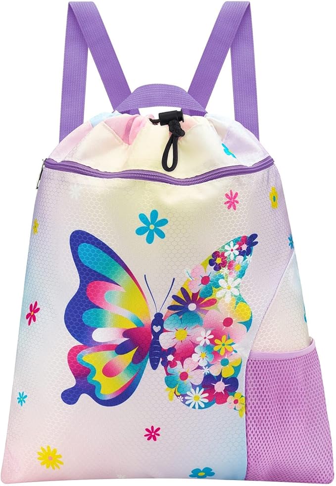 WAWSAM Gym Drawstring Backpack String Bag - 15” x 17” Sports Gym Bag for Kids Waterproof Swimming Beach Shopping Yoga Bag