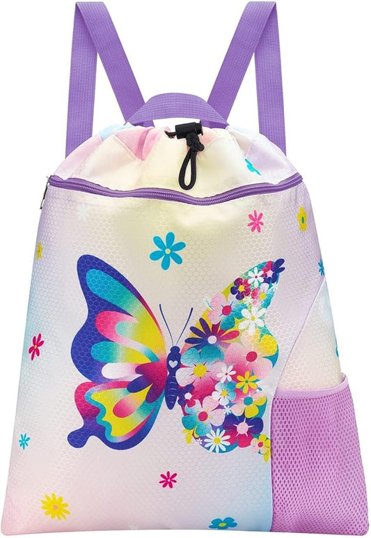 WAWSAM Gym Drawstring Backpack String Bag - 15” x 17” Sports Gym Bag for Kids Waterproof Swimming Beach Shopping Yoga Bag