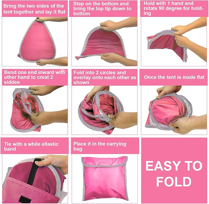 Mini Head Shelter Tent, 1 Pack Foldable Pop Up Beach Tent Sun Shelter for Anti-UV Pet Beach Sun Shelter for Outdoor Camping Picnic Beach, Pink-Vinyl M