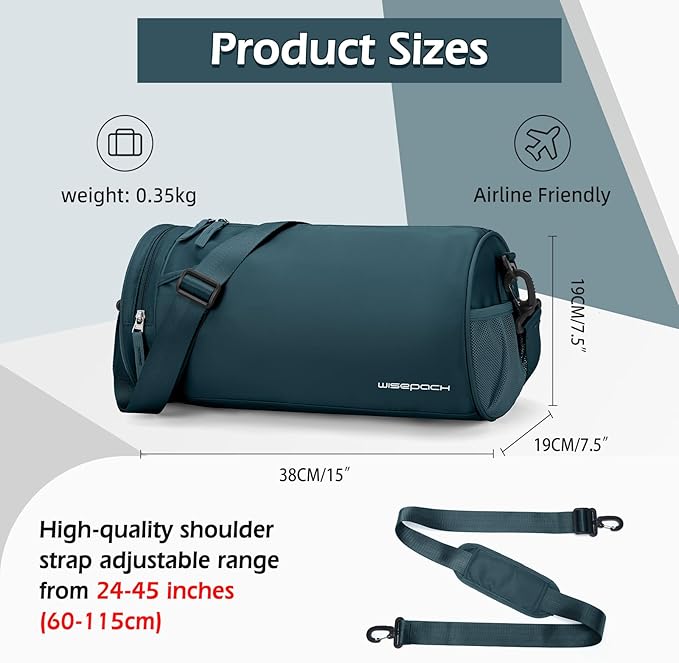 Peacock Blue Mini Duffle Bag - Waterproof Gym, Workout & Travel Bag for Women & Men