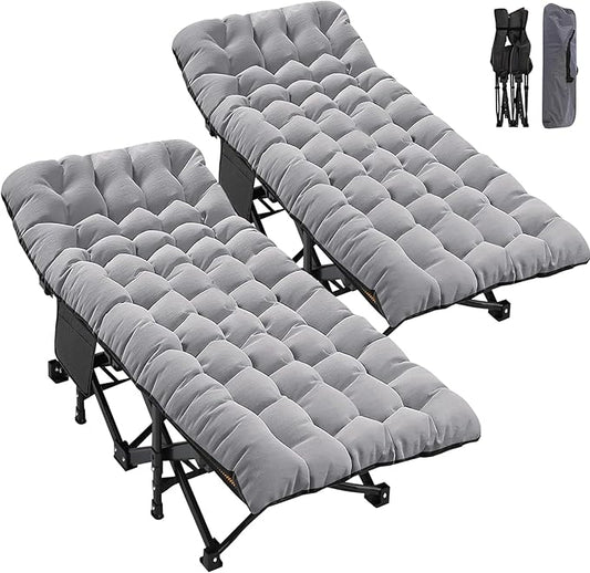 ABORON 2PK Oversized Folding Camping Cot for Adults, Double Layer 1200D, 500lb Capacity, Heavy Duty Guest Cot with Mat & Carrying Bag for Indoor & Outdoor Use