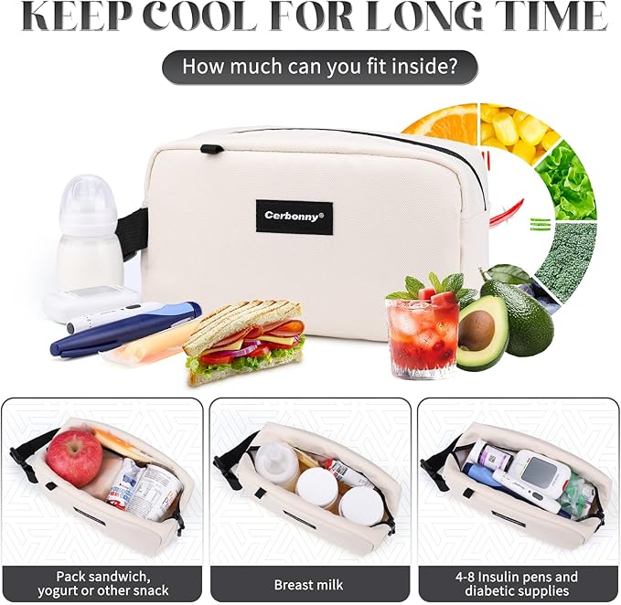 Freezable Lunch Bag,Freezable Snack Bag,Mini Cooler Bag for Travel/Work/School,Small Insulated Bag,Small Cooler Lunch Box with Ice Packs,Insulated Snack Bag,Freezable Snack Box with Handle Buckle