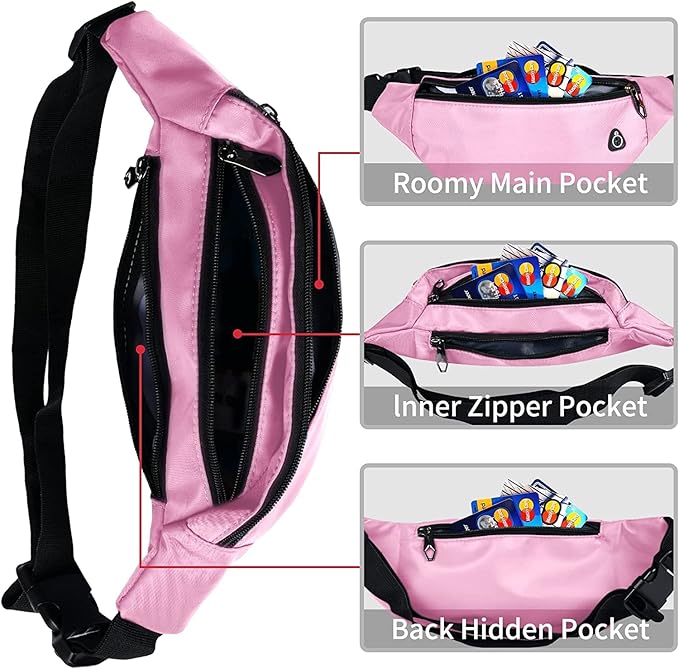 Fanny Pack for Men Women, Waterproof Sports Waist Bag Pack, Belt Bag for Travel Hiking Running