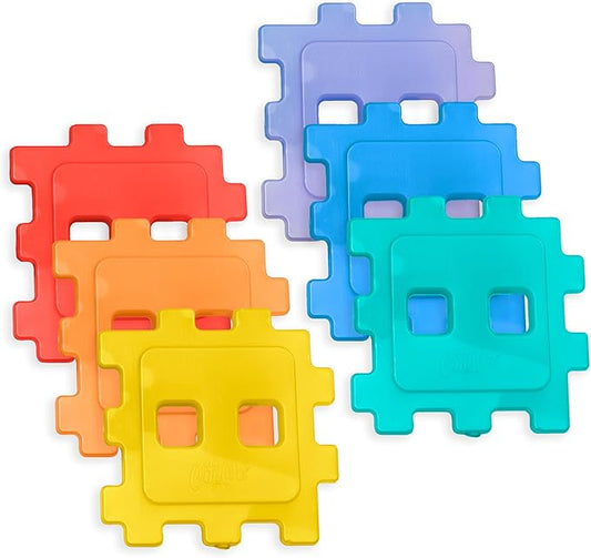 Cool Coolers by Fit & Fresh Kids Puzzle Shaped Lunch Box Ice Packs, Back to School Essential, Reusable Freeze Blocks for Insulated Bags and Cooler, Multicolored, 6PK