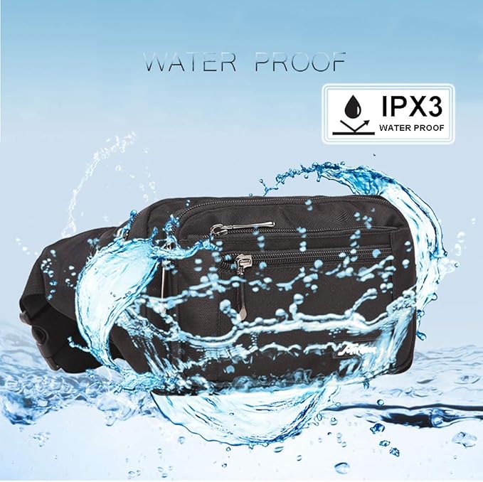 Fanny Pack for Men&Women Waterproof Waist Pack Bag Hip Bum Bag with Rain Cover Adjustable Strap for Sports Outdoors Workout Running Traveling Hiking Cycling Dog Walking Casual Fishing