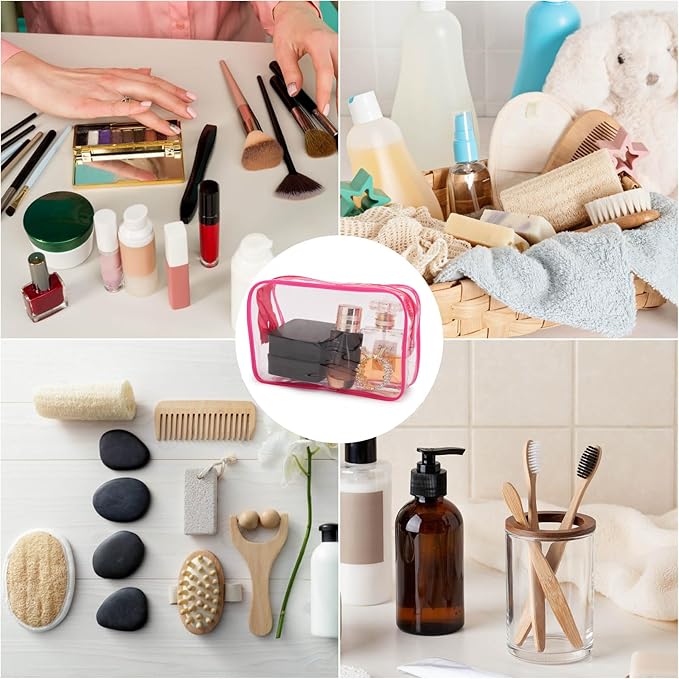 Tbestmax 10 Pack Clear Cosmetic Bags Makeup Bags Portable Waterproof TSA Approved Travel Toiletry Bags Organizer