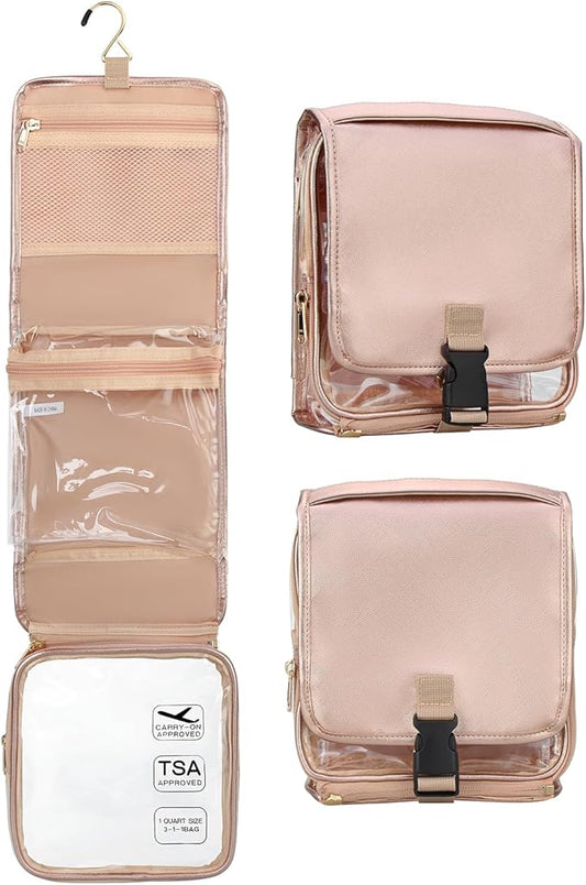 Hanging Toiletry Bag for Women with Tsa Approved Toiletry Bag, Travel Foldable Toiletries Bag, Roll up Cosmetics Jewelry Toiletry Bag, Water Resistant Makeup Organizer