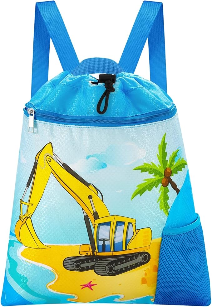 WAWSAM Gym Drawstring Backpack String Bag - 15” x 17” Sports Gym Bag for Kids Waterproof Swimming Beach Shopping Yoga Bag