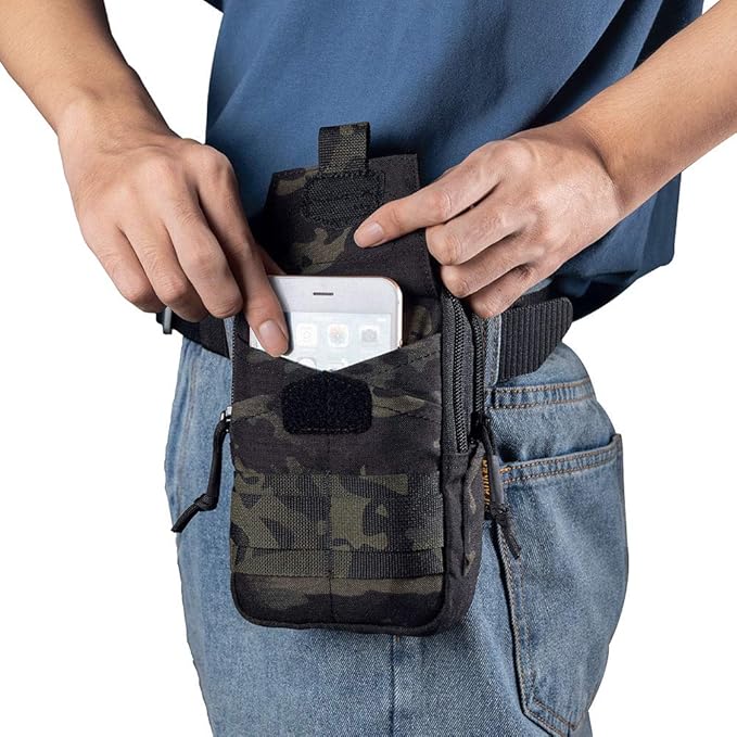 EXCELLENT ELITE SPANKER Tactical Molle EDC Pouch Nylon Belt Waist Bag Camping Hiking Organizer with Cellphone Holster for iPhone 12Pro 12 11ProMax XsMax XR XS X 8Plus 8 7 6 Samsung Galaxy Note 9 S9