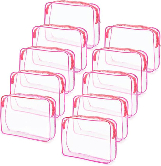 Tbestmax 10 Pack Clear Cosmetic Bags Makeup Bags Portable Waterproof TSA Approved Travel Toiletry Bags Organizer