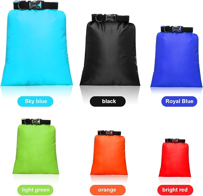 Shappy 6 Pcs Waterproof Dry Bag Set 6 Sizes Lightweight Sacks and Long Adjustable Shoulder Strap Outdoor Water Proof Keep Gear Dry Bag Stuff Sacks for Backpacking, Boating, Hiking, Camping (Colors)