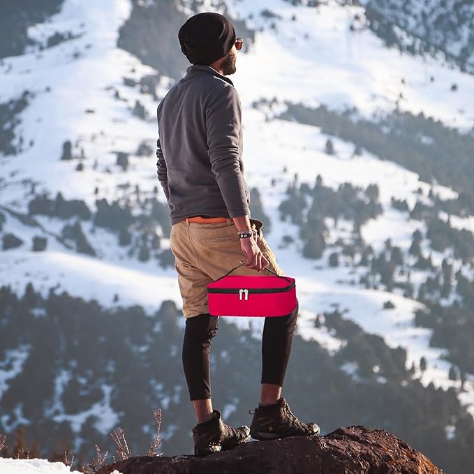 NATURAL STYLE Small Lunch Bag, Mini Portable Thermal Insulated Cooler Bag Lunch Box (Red)