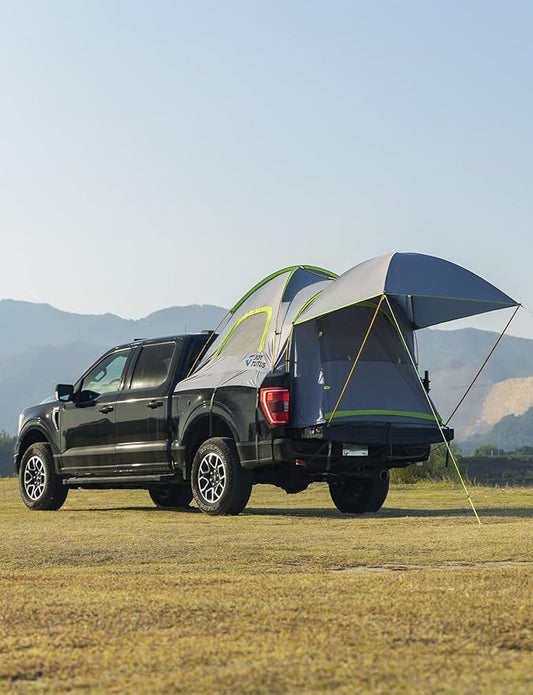 JOYTUTUS Truck Tent 6.5ft with Removable Awning, Portable Truck Bed Tent Aluminum Pole, Pickup Tent with Waterproof PU2000mm for 2 Person, Green