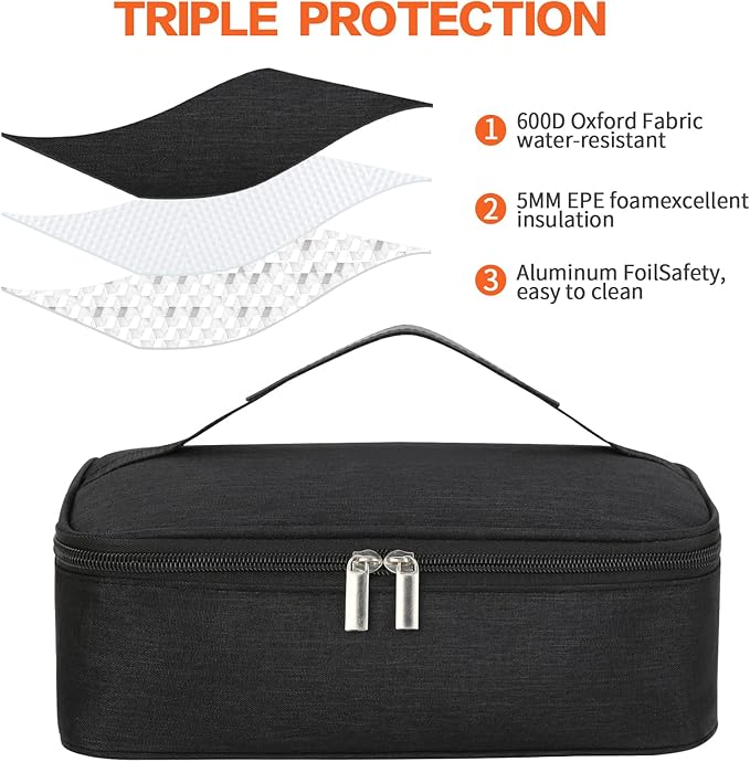 NATURAL STYLE Small Lunch Bag, Mini Portable Thermal Insulated Cooler Bag Lunch Box (Black)