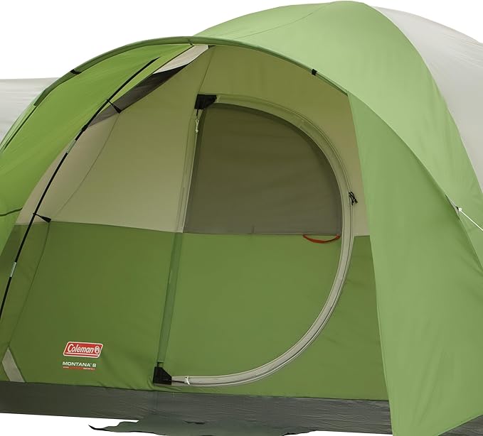 Coleman Montana 8-Person Camping Tent with Rainfly, Weatherproof Family Tent Sets Up in 15 Mins, Fits Multiple Airbeds