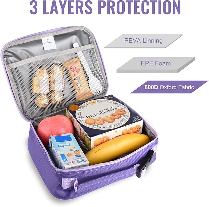 Genteen Lunch Box Lunch Bag for Kids Girls,Insulated Lunch Bag Women,Reusable Lunchbox for School,Work,Outdoor (Purple)
