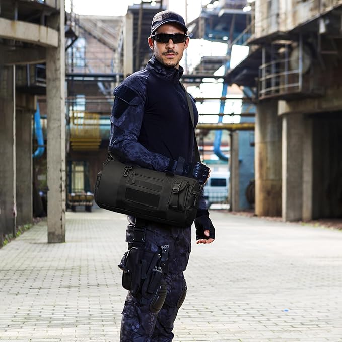 Huntvp Tactical Duffle MOLLE Handbag Gear Military Travel Carry On Shoulder Bag Small Valise