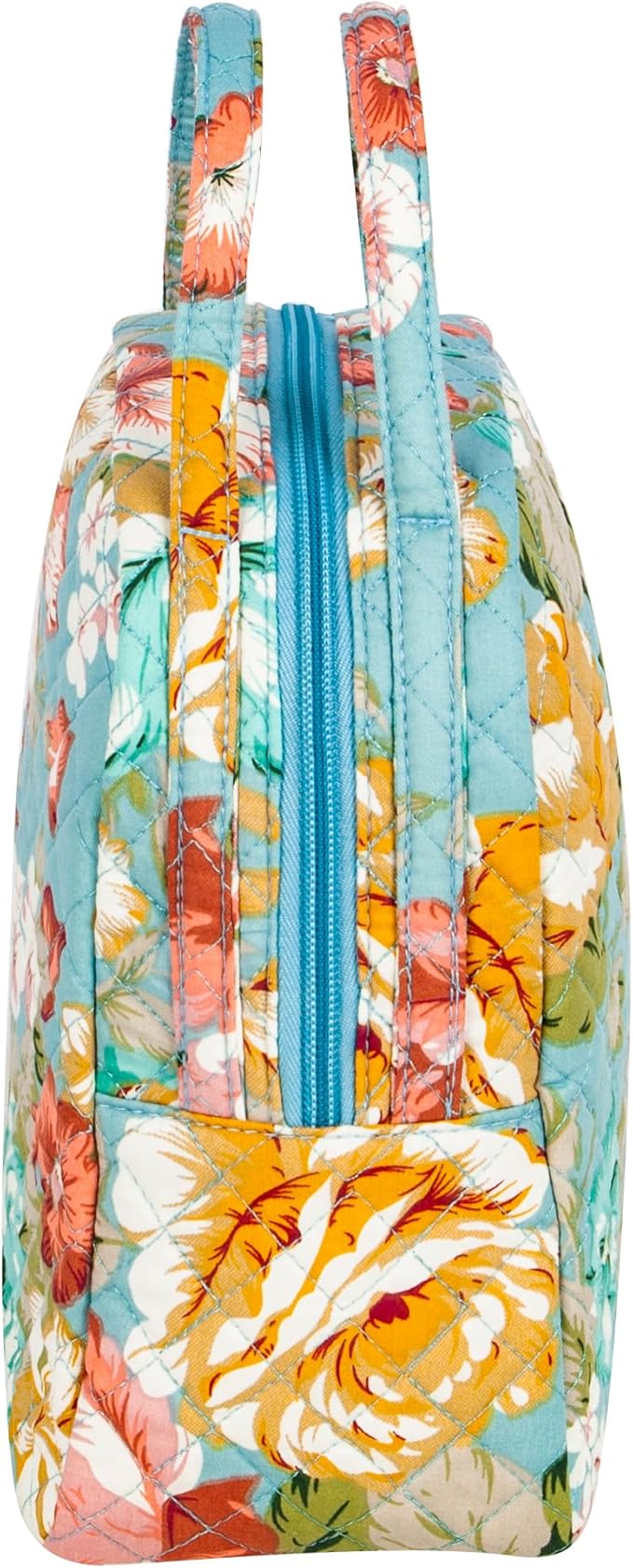 Machine Washable Women Quilted Fabric Insulated Reusable Cooler Lunch Bag Tote Adult Thermal Lunch Box Storage Bag for Ｗork (Floral)