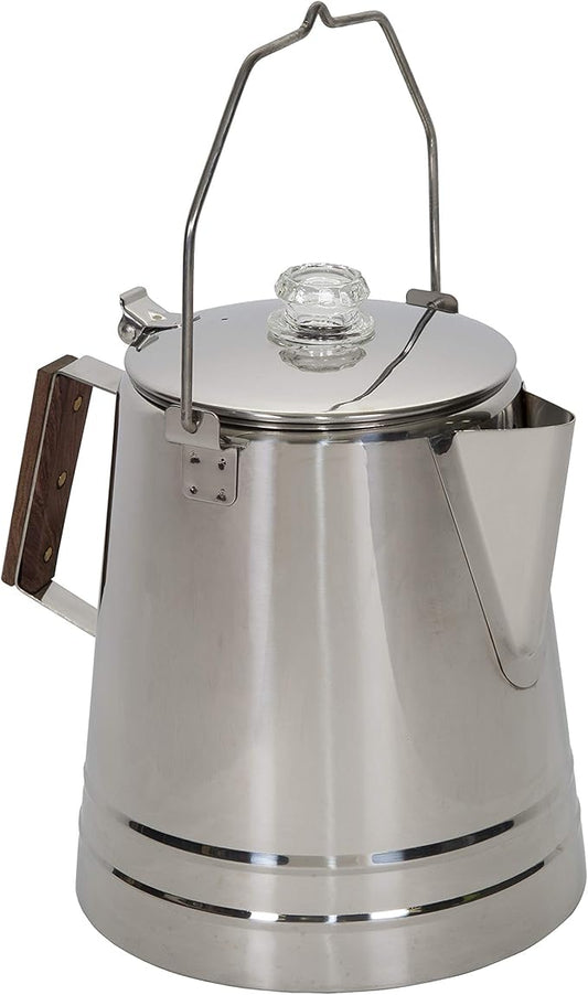 Stansport Stainless Steel Percolator Coffee Pot 28 Cups (276-28), Silver