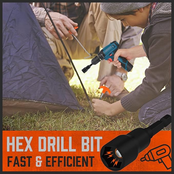 HORUSDY 26 Pack 8.07 Inch Heavy Duty Tent Stakes Tent Pegs Camping Stakes with with 4x13ft Rope & 1 Stopper T Pull Hook