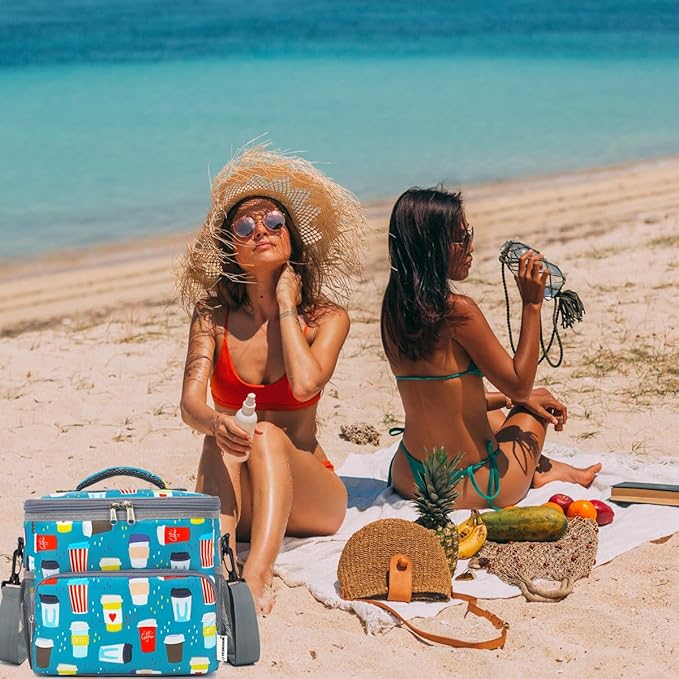 Insulated Lunch Bag for Adult/Women/Men, Reusable Large Lunch Box Cooler Soft Leakproof Tote, Thermal Meal Prep Lunch Pail with Adjustable Shoulder Strap for School/Travel/Office, Cup