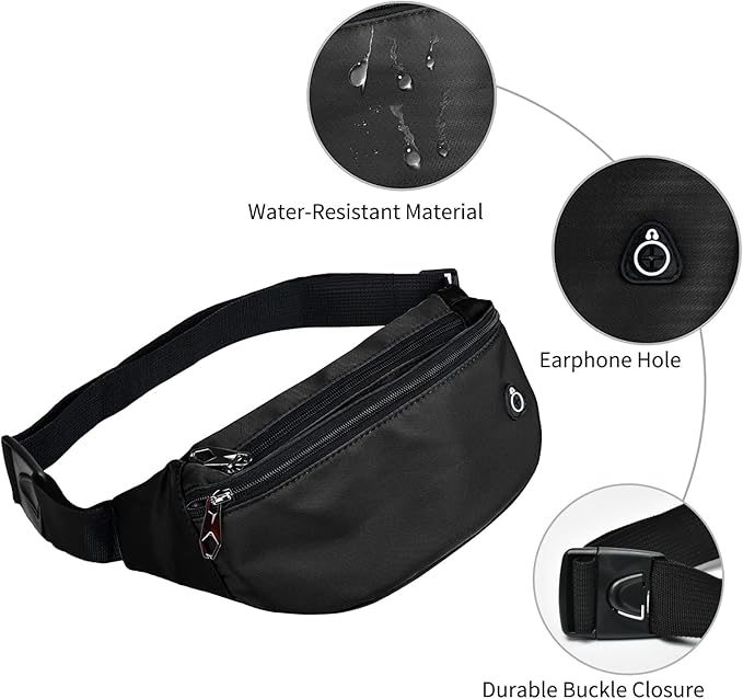 Fanny Pack for Men Women, Waterproof Sports Waist Bag Pack, Belt Bag for Travel Hiking Running