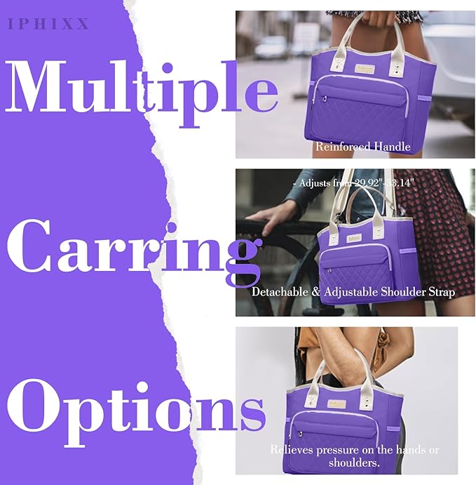 Lunch Bag Women Insulated Lunch Box for Adults - Leakproof Large Purse Lunch Tote Bags for Women with Adjustable Shoulder Strap Zipper Side Pockets for Work