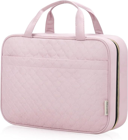 Travel Size Toiletry Bag for Women, Portable Cosmetic Bag with Hanging Hook, Travel Essentials Water-resistant Makeup Organizer for Accessories, Shampoo, Full-size Container, Toiletries