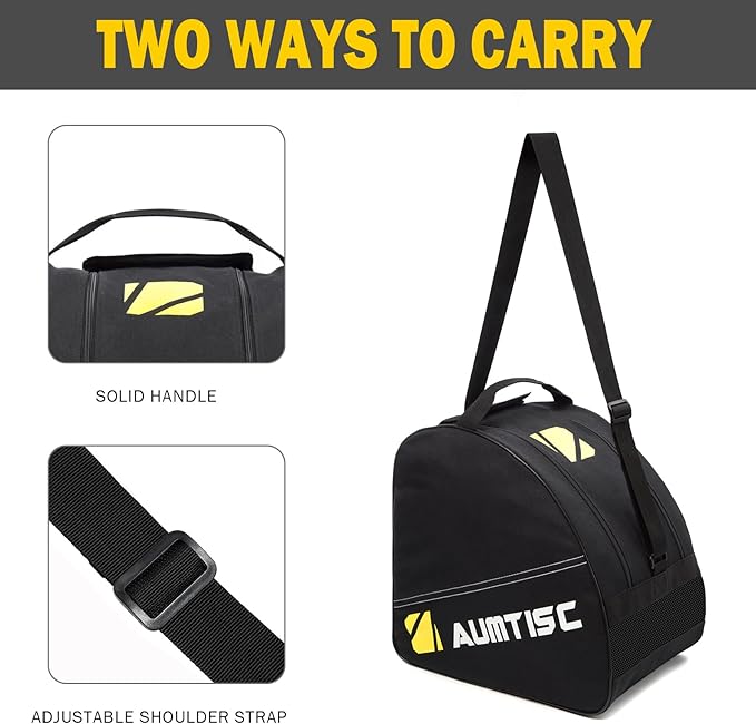 AUMTISC Ski Bag and Boot Bag Combo, Padded Ski Bags for Air Travel Flying, Adjustable Length for Skis Up to 200 cm and Boots Up to Size 13