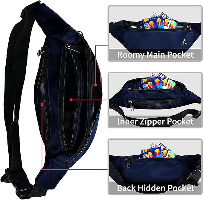 Fanny Pack for Men Women, Waterproof Sports Waist Bag Pack, Belt Bag for Travel Hiking Running