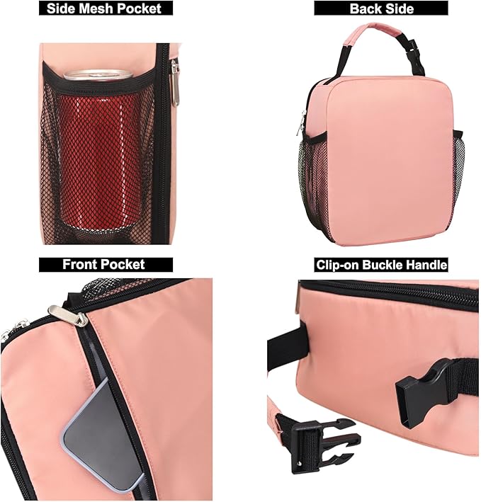 Lunch Box for Men & Women Durable Lunch Bag for Adults Reusable Small Lunchbox Pink