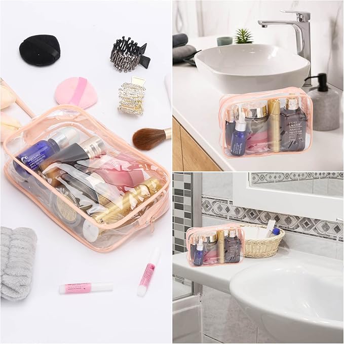 Tbestmax 10 Pack Clear Cosmetic Bags Makeup Bags Portable Waterproof TSA Approved Travel Toiletry Bags Organizer