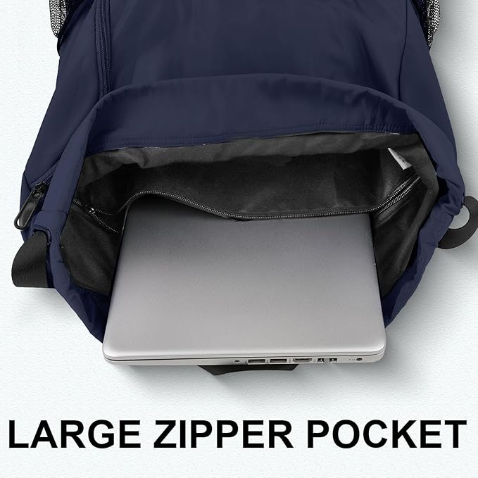 Drawstring Backpack with Mesh Pockets String Gym Bag Sackpack Sandproof Water Resistant Beach Backpack for Men Women