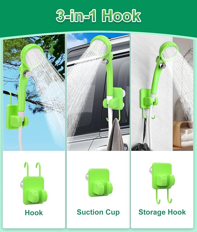 WADEO Portable Shower for Camping, Outdoor Electric Shower Rechargeable Pump with Intelligent Digital Display, Camping Shower Head Nozzle for Camping, Hiking, Traveling, Washing