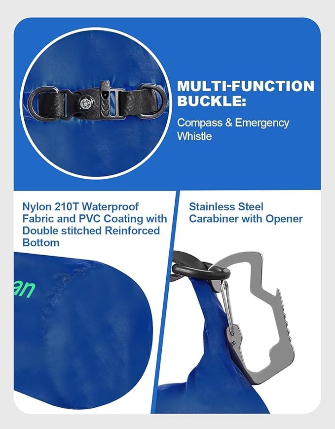 Dry Bag, Waterproof Floating and Lightweight Dry Bags, Roll Top Sack Keeps Gear Dry, for Kayaking, Rafting, Boating, Swimming, Camping, Hiking, Beach, Fishing outdoor